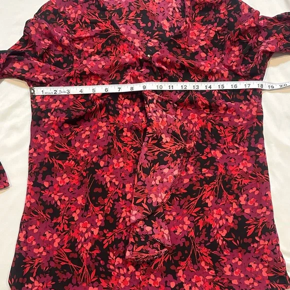 Roz & Ali Vibrant Floral Blouse with Ruffles - Picture 7 of 13